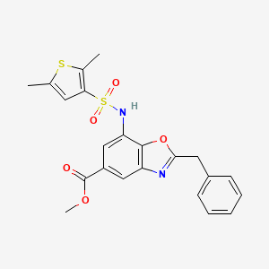 molecular formula C22H20N2O5S2 B4328707 methyl 2-benzyl-7-{[(2,5-dimethyl-3-thienyl)sulfonyl]amino}-1,3-benzoxazole-5-carboxylate 