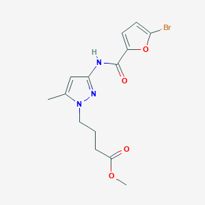 molecular formula C14H16BrN3O4 B4328734 methyl 4-{3-[(5-bromo-2-furoyl)amino]-5-methyl-1H-pyrazol-1-yl}butanoate 
