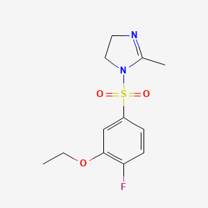 molecular formula C12H15FN2O3S B4328754 1-[(3-ethoxy-4-fluorophenyl)sulfonyl]-2-methyl-4,5-dihydro-1H-imidazole 
