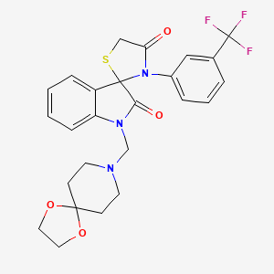 molecular formula C25H24F3N3O4S B4328800 1-(1,4-dioxa-8-azaspiro[4.5]dec-8-ylmethyl)-3'-[3-(trifluoromethyl)phenyl]-4'H-spiro[indole-3,2'-[1,3]thiazolidine]-2,4'(1H)-dione 