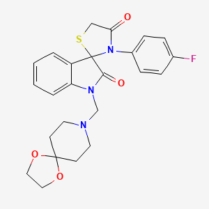 1-(1,4-dioxa-8-azaspiro[4.5]dec-8-ylmethyl)-3'-(4-fluorophenyl)-4'H-spiro[indole-3,2'-[1,3]thiazolidine]-2,4'(1H)-dione