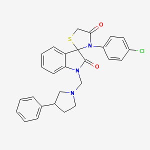 molecular formula C27H24ClN3O2S B4328824 3'-(4-chlorophenyl)-1-[(3-phenylpyrrolidin-1-yl)methyl]-4'H-spiro[indole-3,2'-[1,3]thiazolidine]-2,4'(1H)-dione 