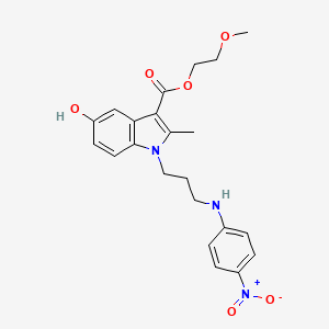 molecular formula C22H25N3O6 B4328843 2-methoxyethyl 5-hydroxy-2-methyl-1-{3-[(4-nitrophenyl)amino]propyl}-1H-indole-3-carboxylate 