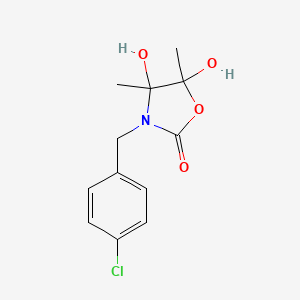 molecular formula C12H14ClNO4 B4328847 3-(4-chlorobenzyl)-4,5-dihydroxy-4,5-dimethyl-1,3-oxazolidin-2-one 