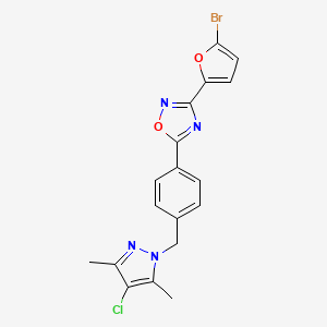 molecular formula C18H14BrClN4O2 B4328875 3-(5-bromo-2-furyl)-5-{4-[(4-chloro-3,5-dimethyl-1H-pyrazol-1-yl)methyl]phenyl}-1,2,4-oxadiazole 