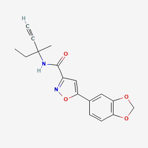 molecular formula C17H16N2O4 B4328882 5-(1,3-benzodioxol-5-yl)-N-(1-ethyl-1-methylprop-2-yn-1-yl)isoxazole-3-carboxamide 