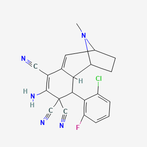 molecular formula C21H17ClFN5 B4328891 5-amino-3-(2-chloro-6-fluorophenyl)-12-methyl-12-azatricyclo[7.2.1.0~2,7~]dodeca-5,7-diene-4,4,6-tricarbonitrile 