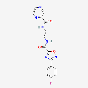 molecular formula C16H13FN6O3 B4328904 N-[2-({[3-(4-fluorophenyl)-1,2,4-oxadiazol-5-yl]carbonyl}amino)ethyl]pyrazine-2-carboxamide 
