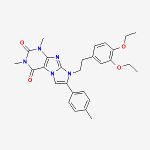 molecular formula C28H31N5O4 B4328911 8-[2-(3,4-diethoxyphenyl)ethyl]-1,3-dimethyl-7-(4-methylphenyl)-1H-imidazo[2,1-f]purine-2,4(3H,8H)-dione 
