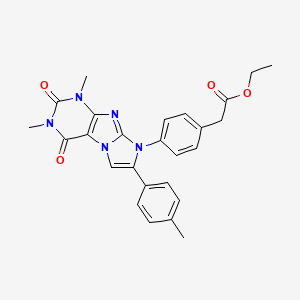 molecular formula C26H25N5O4 B4328927 ethyl {4-[1,3-dimethyl-7-(4-methylphenyl)-2,4-dioxo-1,2,3,4-tetrahydro-8H-imidazo[2,1-f]purin-8-yl]phenyl}acetate 