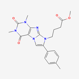 molecular formula C21H23N5O4 B4328937 methyl 4-[1,3-dimethyl-7-(4-methylphenyl)-2,4-dioxo-1,2,3,4-tetrahydro-8H-imidazo[2,1-f]purin-8-yl]butanoate 