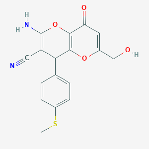 2-amino-6-(hydroxymethyl)-4-[4-(methylthio)phenyl]-8-oxo-4,8-dihydropyrano[3,2-b]pyran-3-carbonitrile