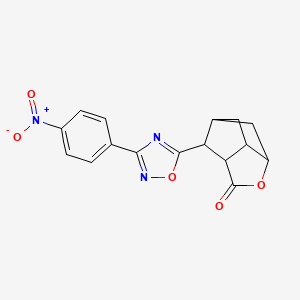 molecular formula C16H13N3O5 B4328988 9-[3-(4-nitrophenyl)-1,2,4-oxadiazol-5-yl]-4-oxatricyclo[4.2.1.0~3,7~]nonan-5-one 