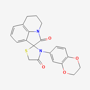 molecular formula C21H18N2O4S B4328991 3'-(2,3-dihydro-1,4-benzodioxin-6-yl)-5,6-dihydro-4H,4'H-spiro[pyrrolo[3,2,1-ij]quinoline-1,2'-[1,3]thiazolidine]-2,4'-dione 