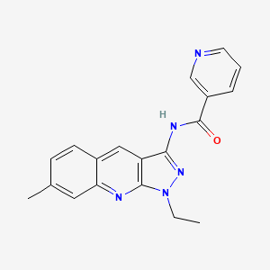 molecular formula C19H17N5O B4328995 N-(1-ethyl-7-methyl-1H-pyrazolo[3,4-b]quinolin-3-yl)nicotinamide 