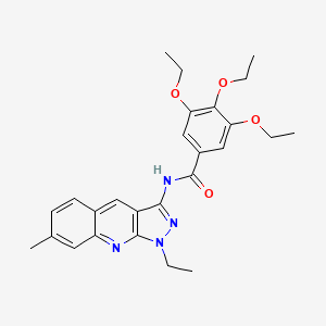 molecular formula C26H30N4O4 B4329003 3,4,5-triethoxy-N-(1-ethyl-7-methyl-1H-pyrazolo[3,4-b]quinolin-3-yl)benzamide 