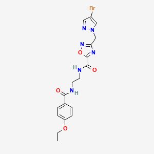 molecular formula C18H19BrN6O4 B4329004 3-[(4-bromo-1H-pyrazol-1-yl)methyl]-N-{2-[(4-ethoxybenzoyl)amino]ethyl}-1,2,4-oxadiazole-5-carboxamide 
