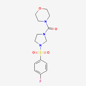 molecular formula C14H18FN3O4S B4329010 4-({3-[(4-fluorophenyl)sulfonyl]imidazolidin-1-yl}carbonyl)morpholine 