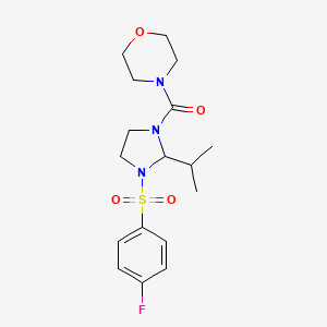 molecular formula C17H24FN3O4S B4329021 4-({3-[(4-fluorophenyl)sulfonyl]-2-isopropylimidazolidin-1-yl}carbonyl)morpholine 