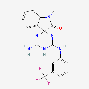 molecular formula C18H15F3N6O B4329045 4'-amino-1-methyl-6'-{[3-(trifluoromethyl)phenyl]amino}-5'H-spiro[indole-3,2'-[1,3,5]triazin]-2(1H)-one 