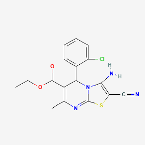 molecular formula C17H15ClN4O2S B4329072 ethyl 3-amino-5-(2-chlorophenyl)-2-cyano-7-methyl-5H-[1,3]thiazolo[3,2-a]pyrimidine-6-carboxylate 