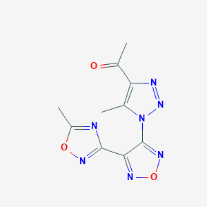 molecular formula C10H9N7O3 B4329086 1-{5-methyl-1-[4-(5-methyl-1,2,4-oxadiazol-3-yl)-1,2,5-oxadiazol-3-yl]-1H-1,2,3-triazol-4-yl}ethanone 