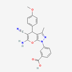 molecular formula C22H18N4O4 B4329092 3-[6-amino-5-cyano-4-(4-methoxyphenyl)-3-methylpyrano[2,3-c]pyrazol-1(4H)-yl]benzoic acid 