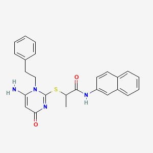 molecular formula C25H24N4O2S B4329159 2-{[6-amino-4-oxo-1-(2-phenylethyl)-1,4-dihydropyrimidin-2-yl]thio}-N-2-naphthylpropanamide 