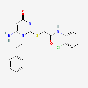 molecular formula C21H21ClN4O2S B4329163 2-{[6-amino-4-oxo-1-(2-phenylethyl)-1,4-dihydropyrimidin-2-yl]thio}-N-(2-chlorophenyl)propanamide 