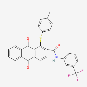 molecular formula C29H18F3NO3S B4329172 1-[(4-methylphenyl)thio]-9,10-dioxo-N-[3-(trifluoromethyl)phenyl]-9,10-dihydroanthracene-2-carboxamide 