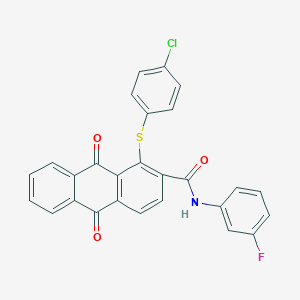molecular formula C27H15ClFNO3S B4329175 1-[(4-chlorophenyl)thio]-N-(3-fluorophenyl)-9,10-dioxo-9,10-dihydroanthracene-2-carboxamide 