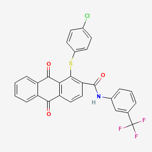 molecular formula C28H15ClF3NO3S B4329176 1-[(4-chlorophenyl)thio]-9,10-dioxo-N-[3-(trifluoromethyl)phenyl]-9,10-dihydroanthracene-2-carboxamide 