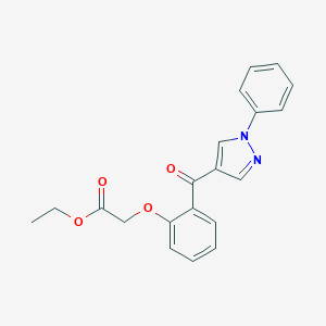molecular formula C20H18N2O4 B432918 2-{2-[(1-苯基-1H-吡唑-4-基)羰基]苯氧基}乙酸乙酯 CAS No. 93065-69-1