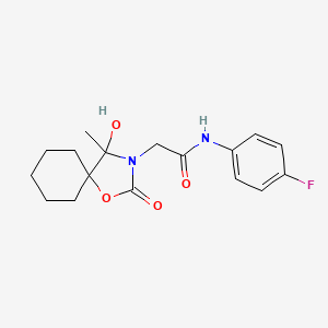 N-(4-fluorophenyl)-2-(4-hydroxy-4-methyl-2-oxo-1-oxa-3-azaspiro[4.5]dec-3-yl)acetamide