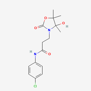 molecular formula C15H19ClN2O4 B4329195 N-(4-chlorophenyl)-3-(4-hydroxy-4,5,5-trimethyl-2-oxo-1,3-oxazolidin-3-yl)propanamide 