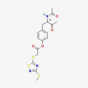 molecular formula C17H19N3O4S3 B4329201 4-[2-(acetylamino)-3-oxobutyl]phenyl {[3-(methylthio)-1,2,4-thiadiazol-5-yl]thio}acetate 