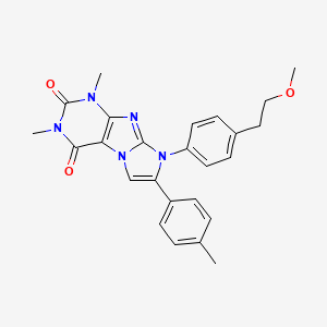 molecular formula C25H25N5O3 B4329207 8-[4-(2-methoxyethyl)phenyl]-1,3-dimethyl-7-(4-methylphenyl)-1H-imidazo[2,1-f]purine-2,4(3H,8H)-dione 