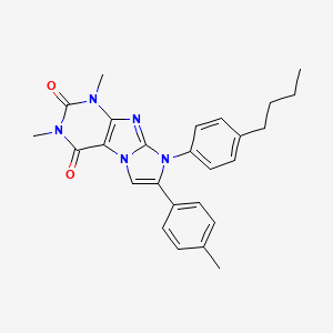 molecular formula C26H27N5O2 B4329215 8-(4-butylphenyl)-1,3-dimethyl-7-(4-methylphenyl)-1H-imidazo[2,1-f]purine-2,4(3H,8H)-dione 
