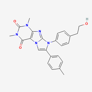 molecular formula C24H23N5O3 B4329223 8-[4-(2-hydroxyethyl)phenyl]-1,3-dimethyl-7-(4-methylphenyl)-1H-imidazo[2,1-f]purine-2,4(3H,8H)-dione 