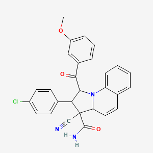 molecular formula C28H22ClN3O3 B4329293 2-(4-chlorophenyl)-3-cyano-1-(3-methoxybenzoyl)-1,2,3,3a-tetrahydropyrrolo[1,2-a]quinoline-3-carboxamide 