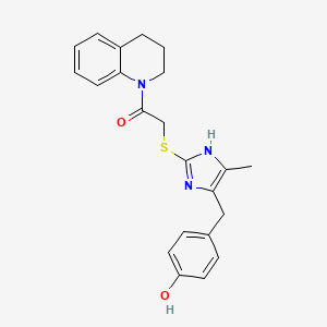 molecular formula C22H23N3O2S B4329305 4-[(2-{[2-(3,4-dihydroquinolin-1(2H)-yl)-2-oxoethyl]thio}-4-methyl-1H-imidazol-5-yl)methyl]phenol 