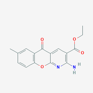 molecular formula C16H14N2O4 B432931 ethyl 2-amino-7-methyl-5-oxo-5H-chromeno[2,3-b]pyridine-3-carboxylate CAS No. 68301-98-4
