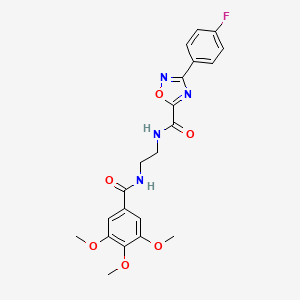 molecular formula C21H21FN4O6 B4329312 3-(4-fluorophenyl)-N-{2-[(3,4,5-trimethoxybenzoyl)amino]ethyl}-1,2,4-oxadiazole-5-carboxamide 