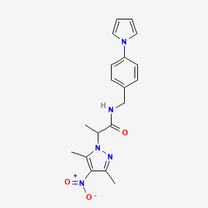 molecular formula C19H21N5O3 B4329339 2-(3,5-dimethyl-4-nitro-1H-pyrazol-1-yl)-N-[4-(1H-pyrrol-1-yl)benzyl]propanamide 