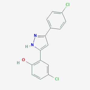 molecular formula C15H10Cl2N2O B432935 4-chloro-2-[3-(4-chlorophenyl)-1H-pyrazol-5-yl]phenol CAS No. 416873-21-7