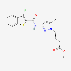 molecular formula C18H18ClN3O3S B4329357 methyl 4-(3-{[(3-chloro-1-benzothien-2-yl)carbonyl]amino}-5-methyl-1H-pyrazol-1-yl)butanoate 