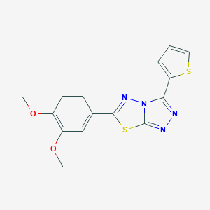 molecular formula C15H12N4O2S2 B432940 6-(3,4-Dimethoxyphenyl)-3-(2-thienyl)[1,2,4]triazolo[3,4-b][1,3,4]thiadiazole CAS No. 353287-72-6