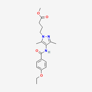 molecular formula C19H25N3O4 B4329409 methyl 4-{4-[(4-ethoxybenzoyl)amino]-3,5-dimethyl-1H-pyrazol-1-yl}butanoate 