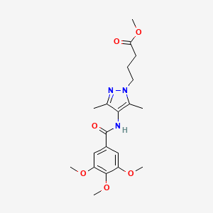 molecular formula C20H27N3O6 B4329412 methyl 4-{3,5-dimethyl-4-[(3,4,5-trimethoxybenzoyl)amino]-1H-pyrazol-1-yl}butanoate 