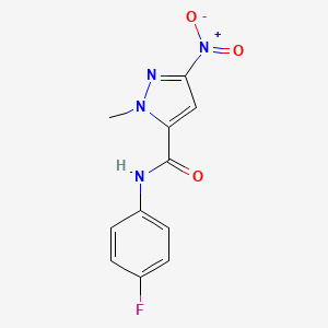 molecular formula C11H9FN4O3 B4329420 N-(4-fluorophenyl)-1-methyl-3-nitro-1H-pyrazole-5-carboxamide 
